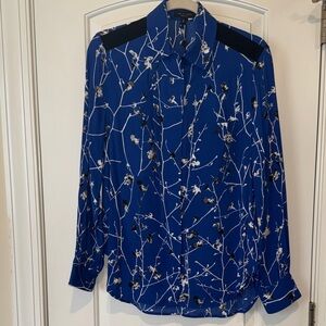 rag & bone Cobalt Blue Branch Print Blouse